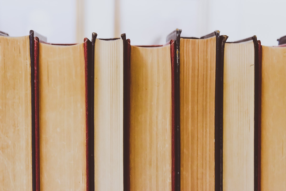 close up of books